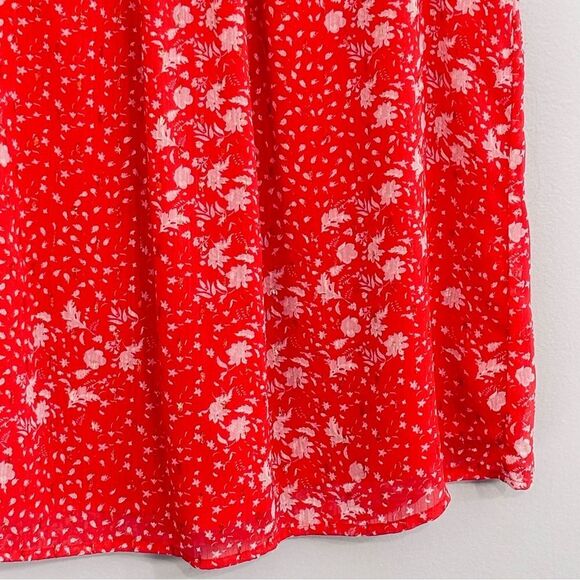Joie | Women’s Bright Coral Short Sleeve Floral Blouse size M - Picture 6 of 16
